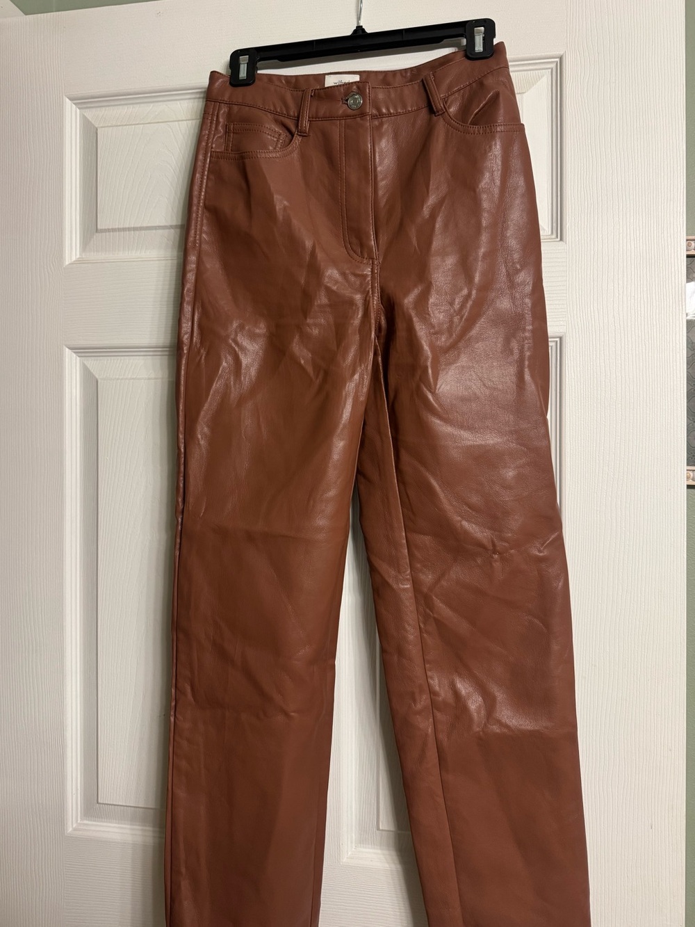 Wilfred Faux Leather Pants - Cognac Brown